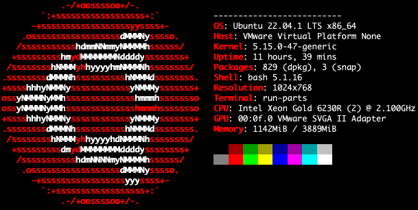 Screenshot showing Neofetch output for my Fasthosts VPS