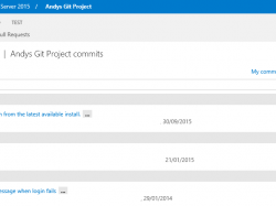 Screenshot showing TFS commits in Git in Visual Studio Online