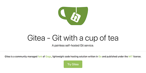 Screenshot of the Gitea home page