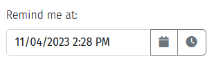 Screenshot showing a date/time picker in Simply Remind Me