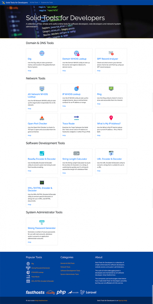 Screenshot of the new Solid Tools for Developers website